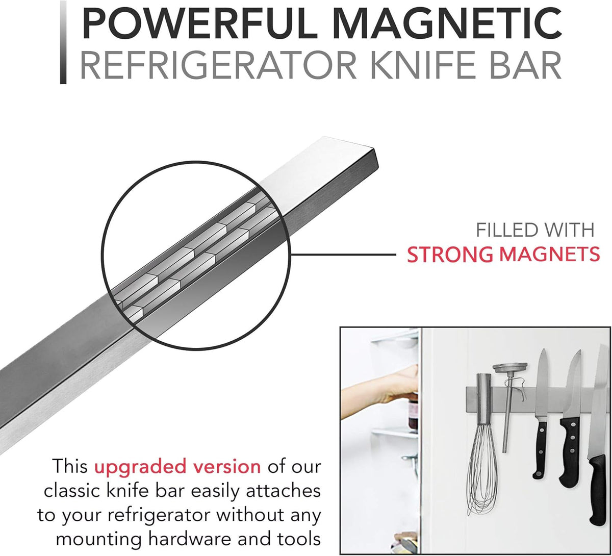 14-Inch Magnetic Knife Rack in Stainless Steel for Wall or Refrigerator