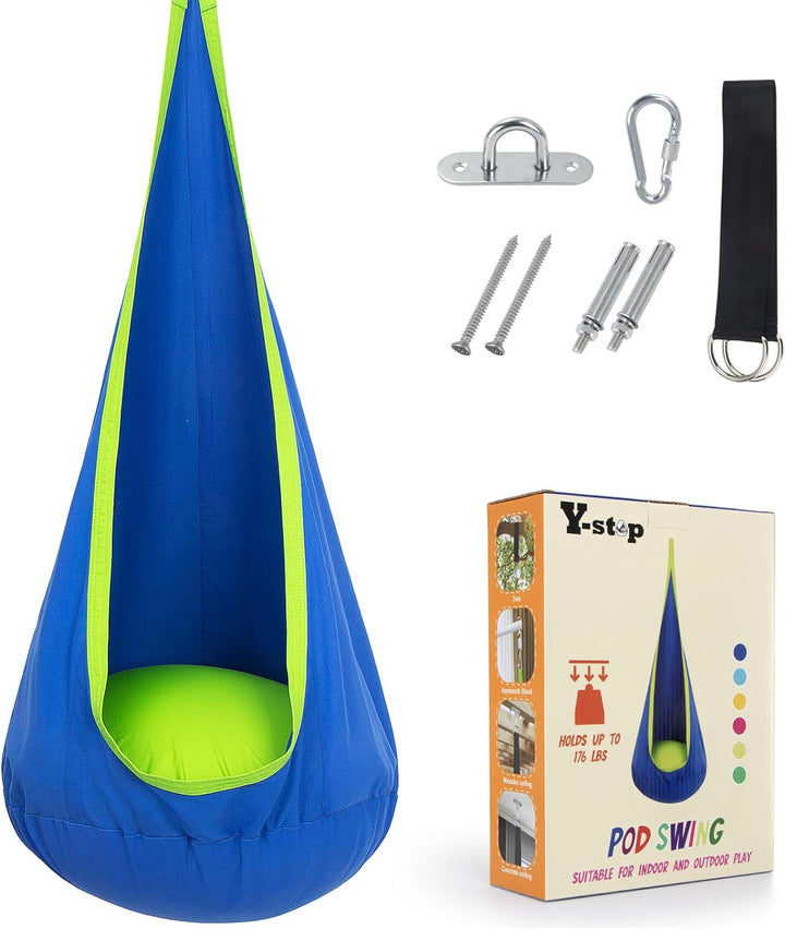 Children's Hanging Chair with Cushion and Storage Pocket