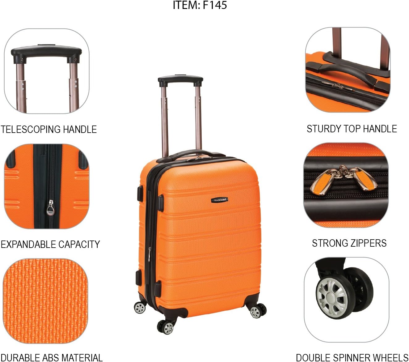 Expandable Hard Shell Carry-On Luggage with 4 Spinning Wheels