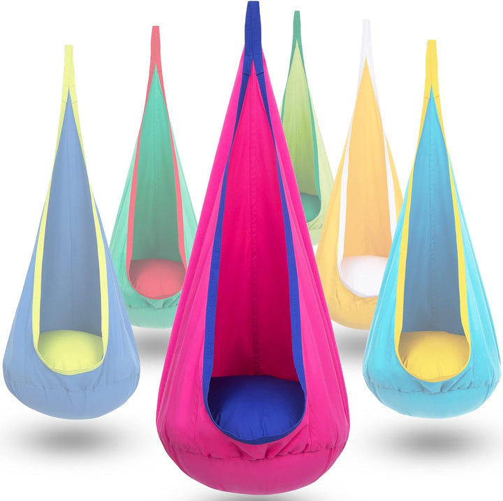 Children's Hanging Chair with Cushion and Storage Pocket