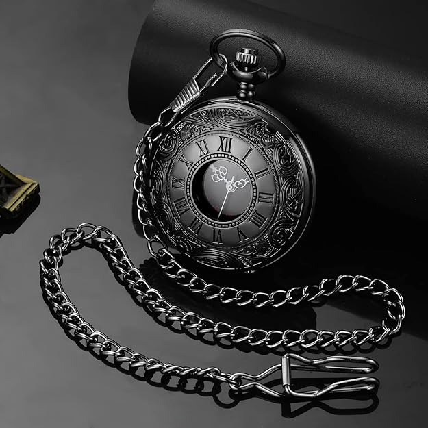 Men's Pocket Watch with Roman Numerals - Classic Style