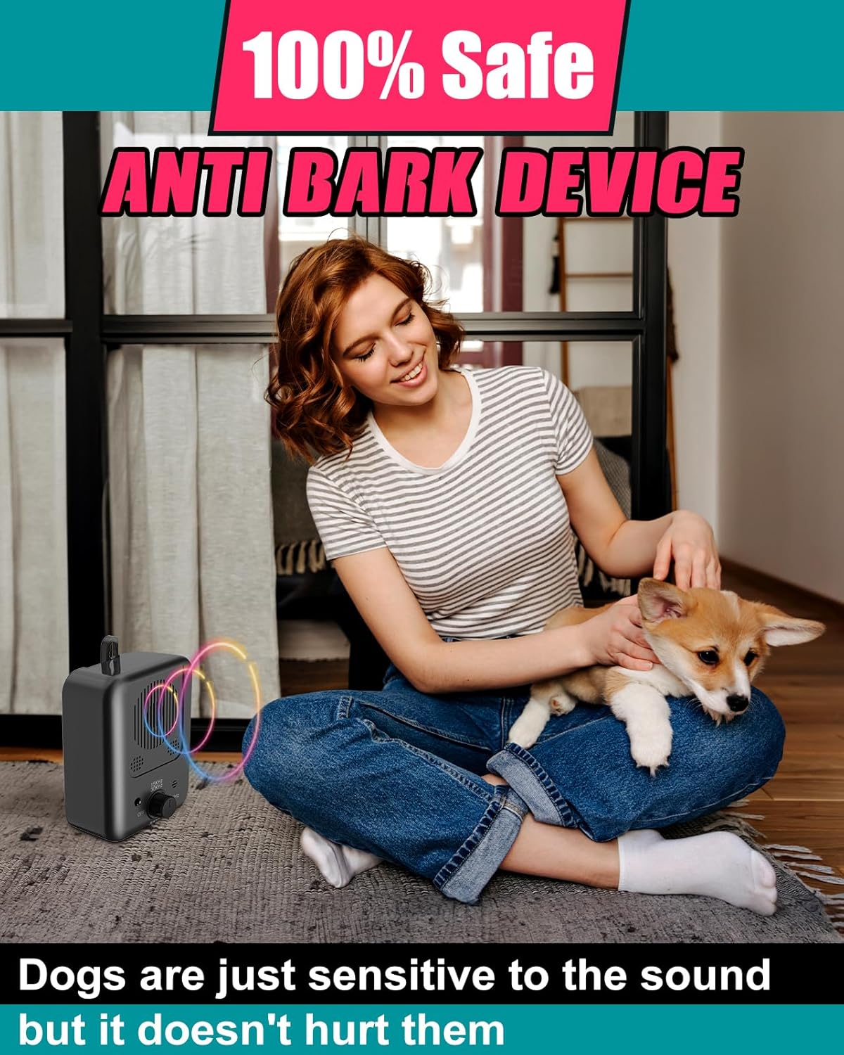 Rechargeable Ultrasonic Bark Control Device with 15m Range