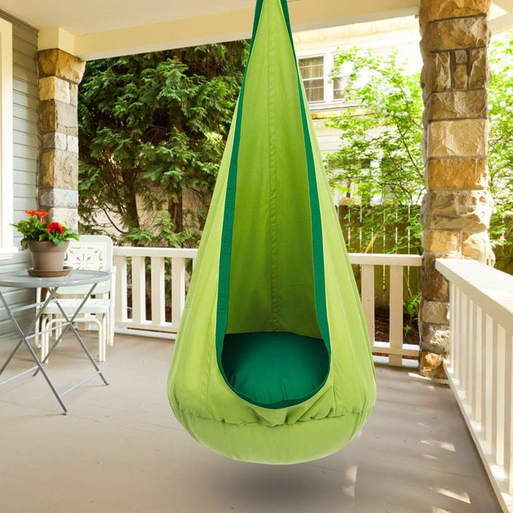 Children's Hanging Chair with Cushion and Storage Pocket