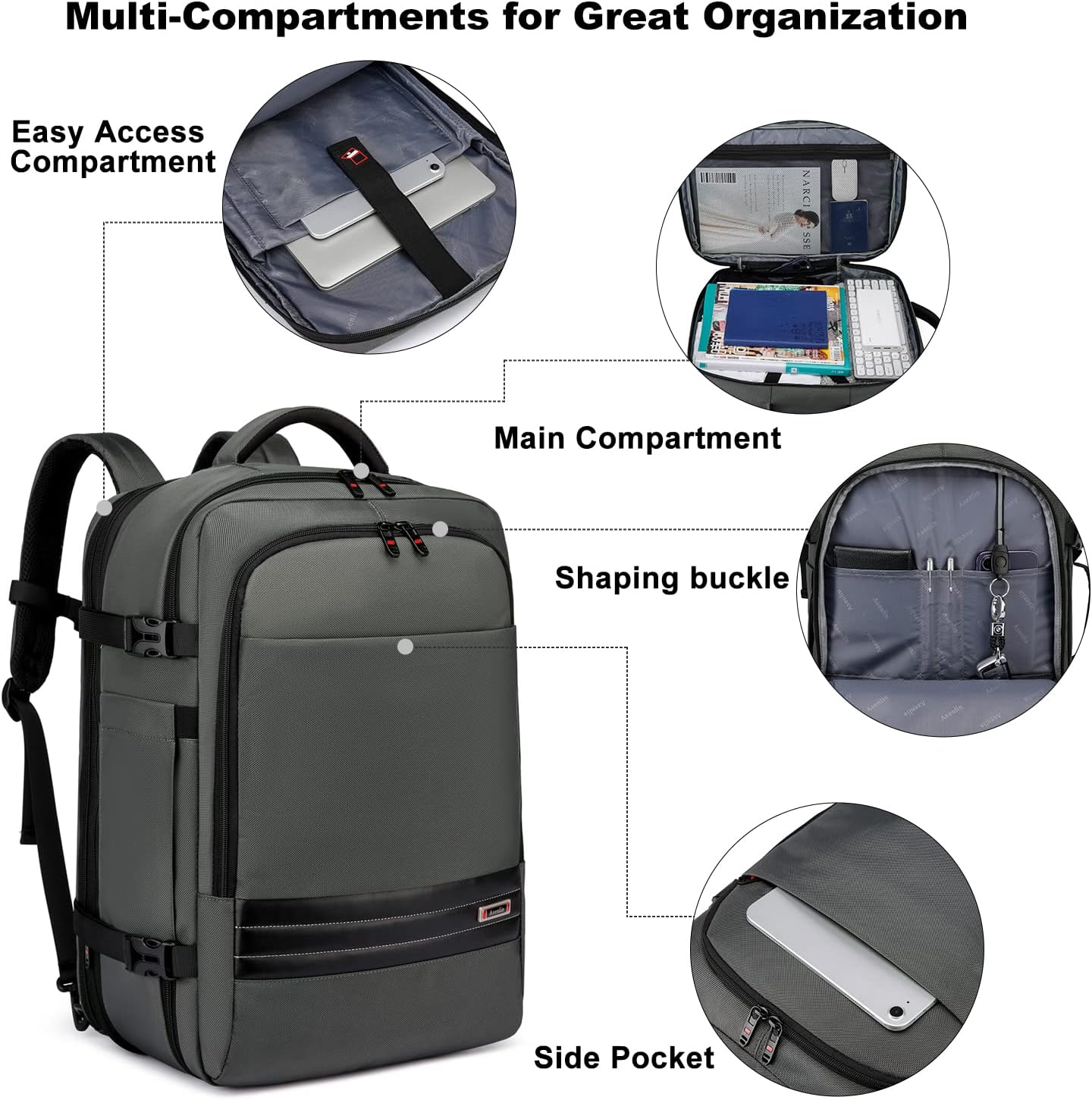 Waterproof Travel Backpack 45-55L with Laptop Section – Expandable