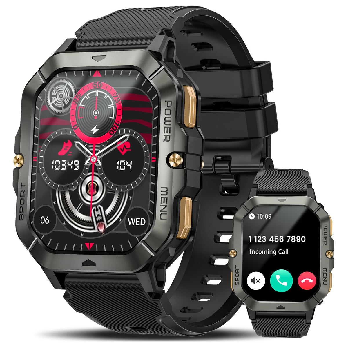 Waterproof Smart Watch for Men | Fitness Tracker with Bluetooth Calls, Heart Rate, Blood Pressure, Sleep, and 100+ Sports Modes