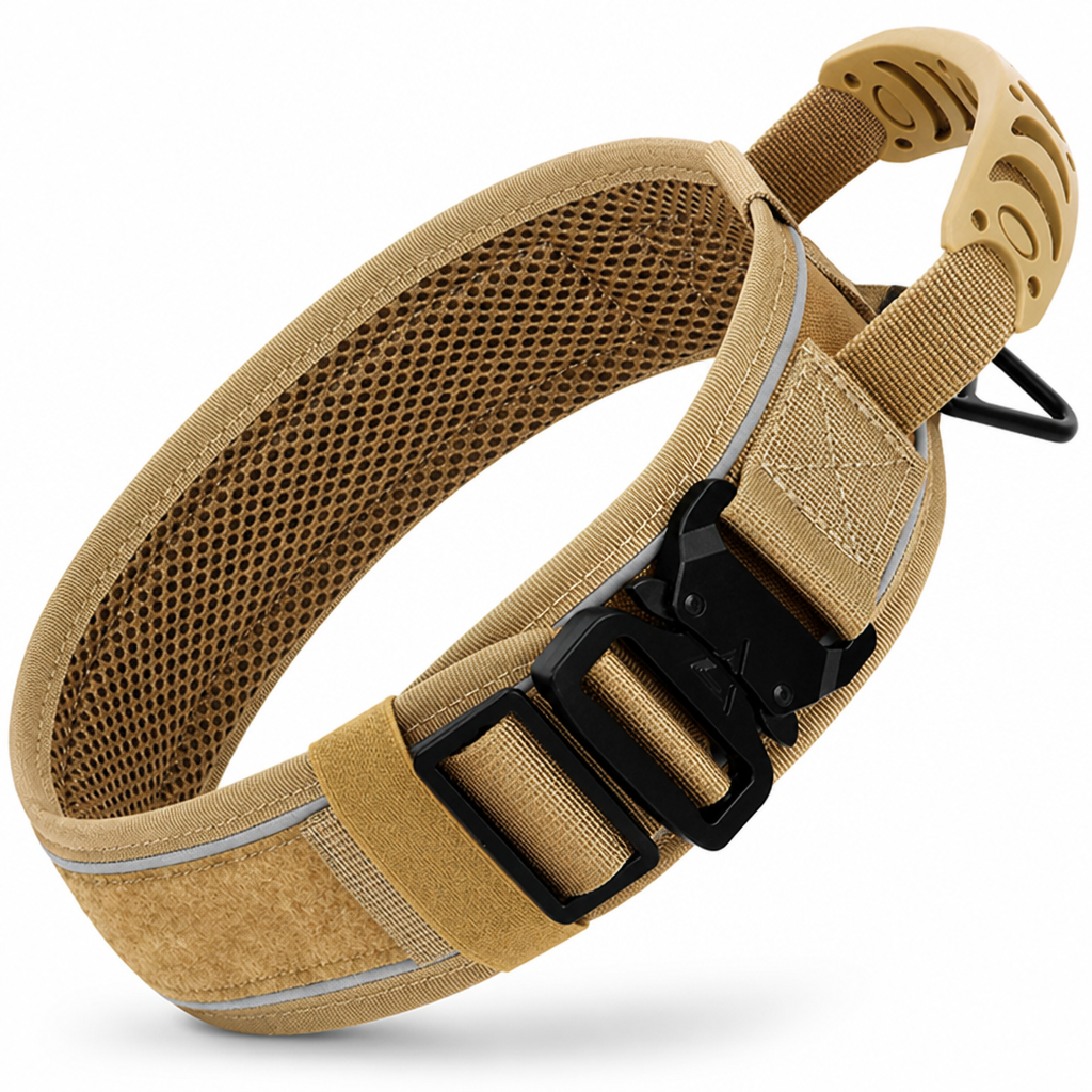 Durable Nylon Built-In Handle Reflective Dog Training Collar (For Large Dogs)