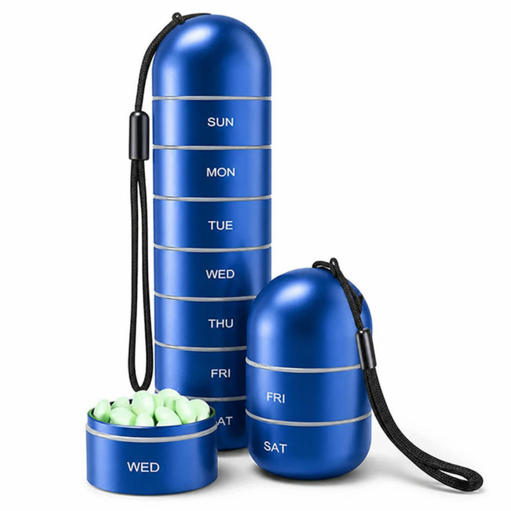 Watertight Aluminum Alloy Weekly Pill Organizer (7-Day)
