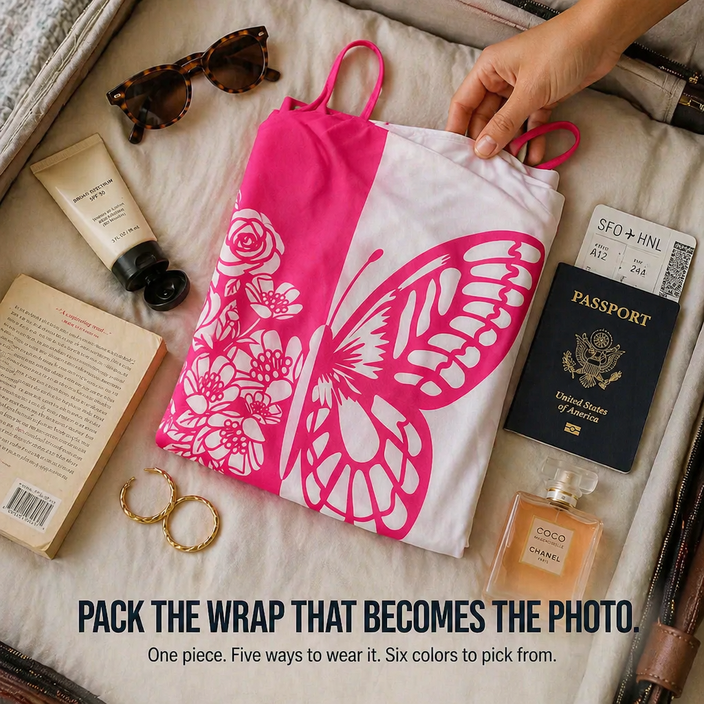 Butterfly Breeze™ — Wrap, Knot & Turn Heads with Bold Butterfly Print