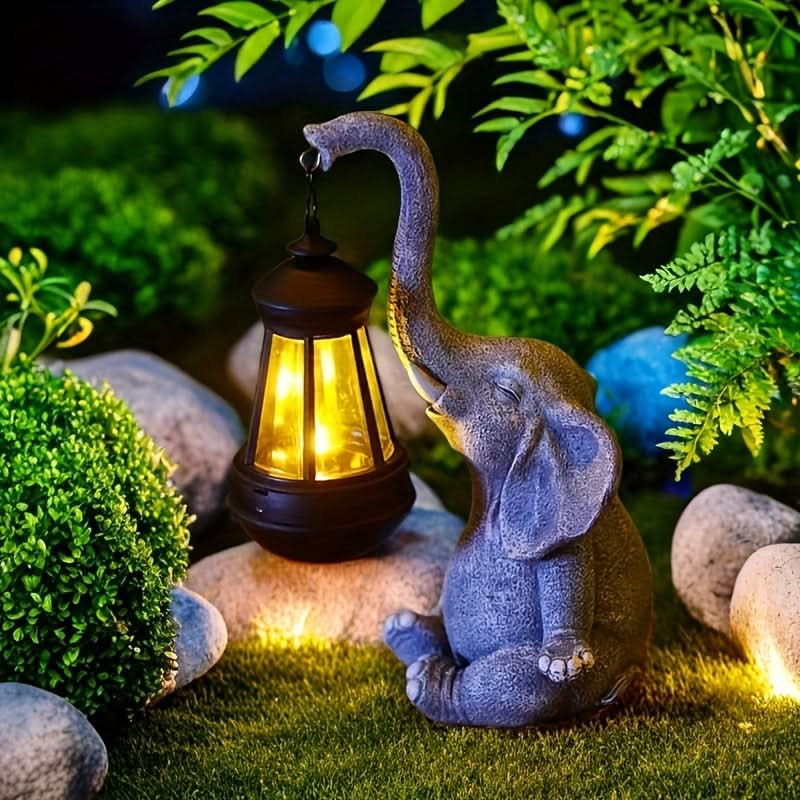 Solar Garden Lantern Light in Elephant Design
