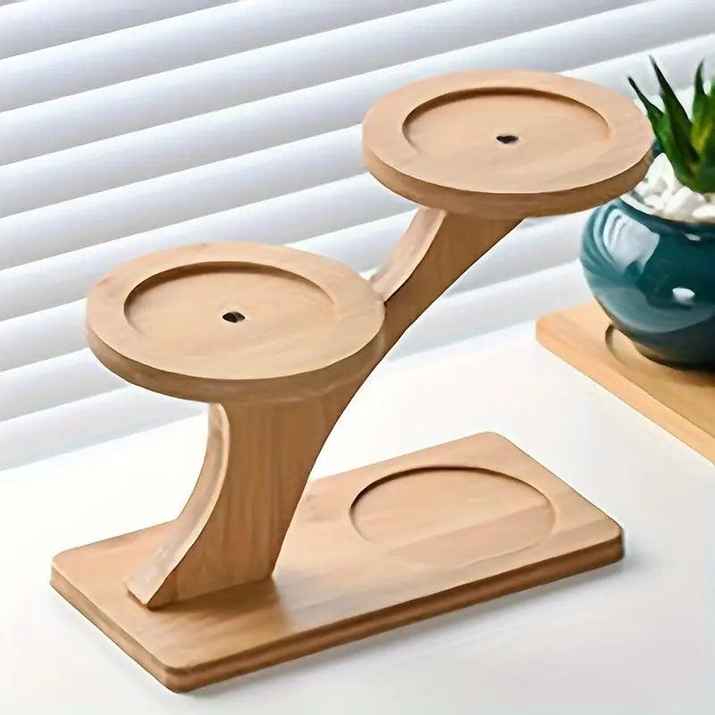 Two-Tier Bamboo Plant Stand with Adjustable Shelf Heights