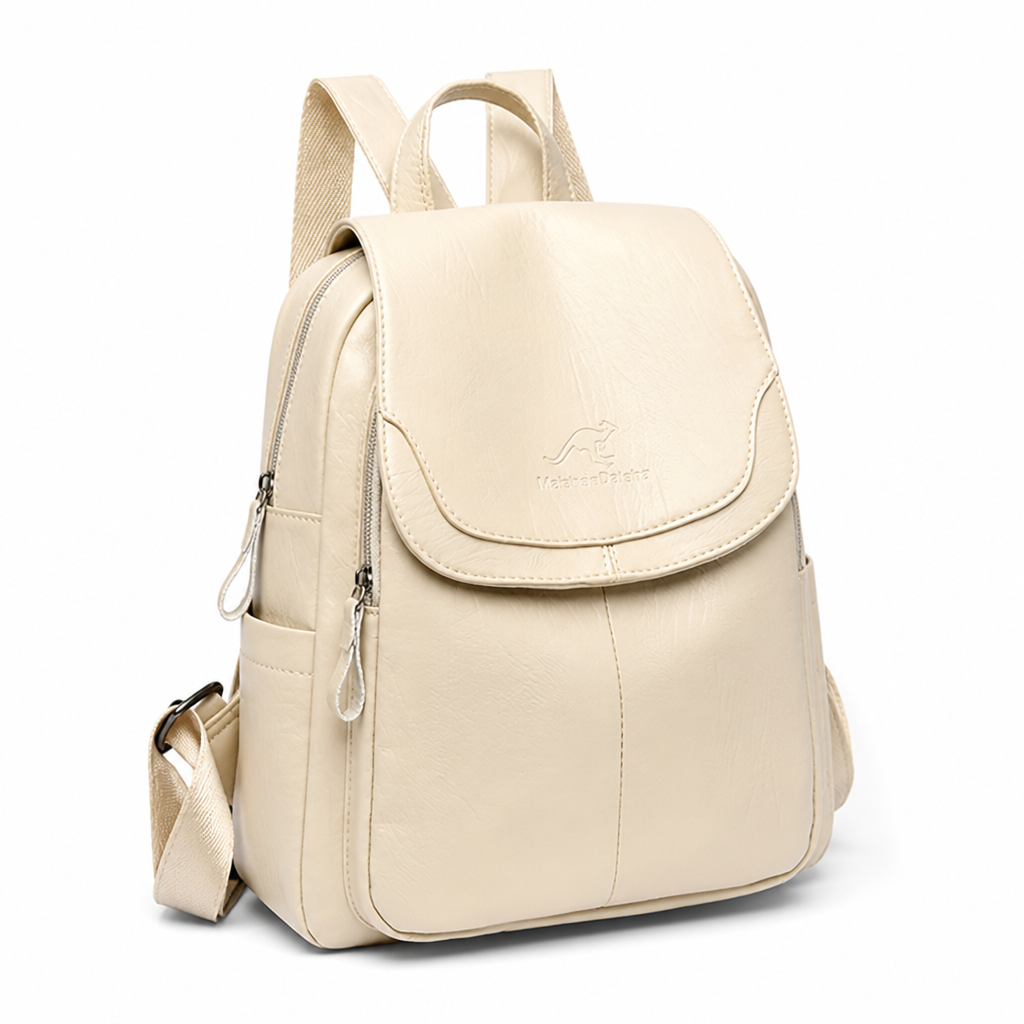 Anti-Theft Embossed Leather Backpack