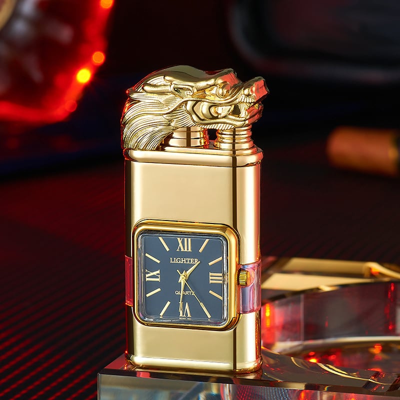 Vintage Style Lighter with Clock and Adjustable Flame