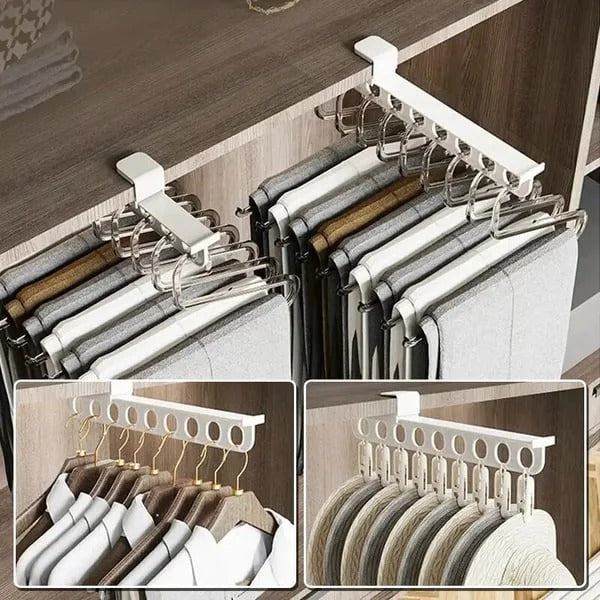 Space-Saving Wardrobe Rod for Extendable Pants Storage