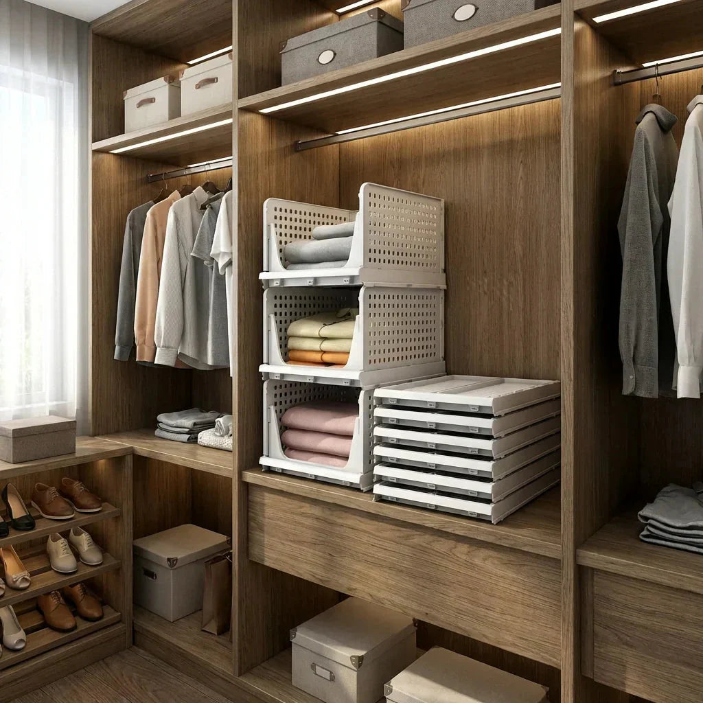 Stackable 3-Tier Closet Organizer in Durable Plastic