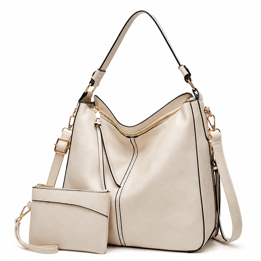 Genuine Leather Gold Hardware Hobo Shoulder Bag