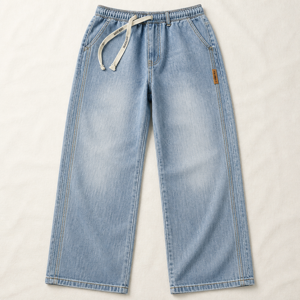 BrezeLane™ – Airy Drawstring Relaxed Straight Summer Jeans