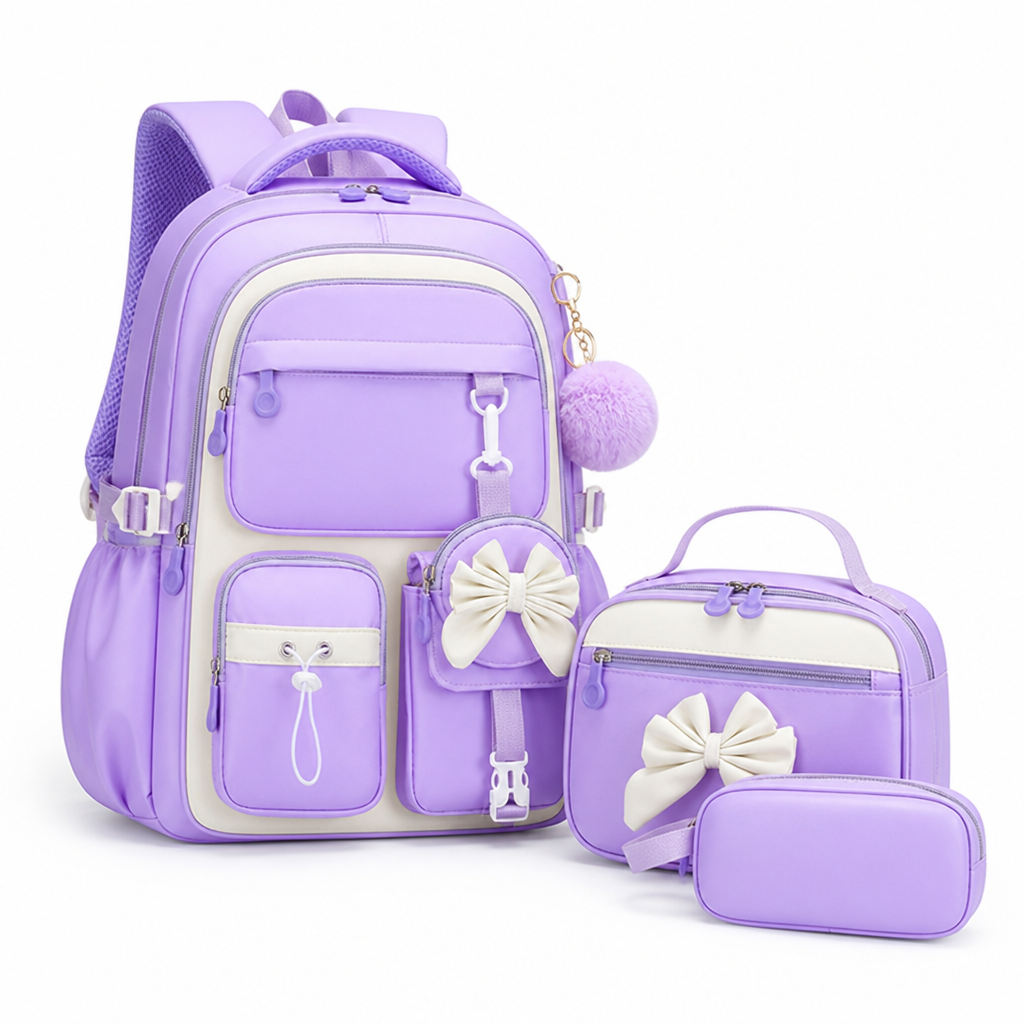 Large Capacity Lightweight Tablet-Compartment Backpack & Handbag Set (3-Piece Set)
