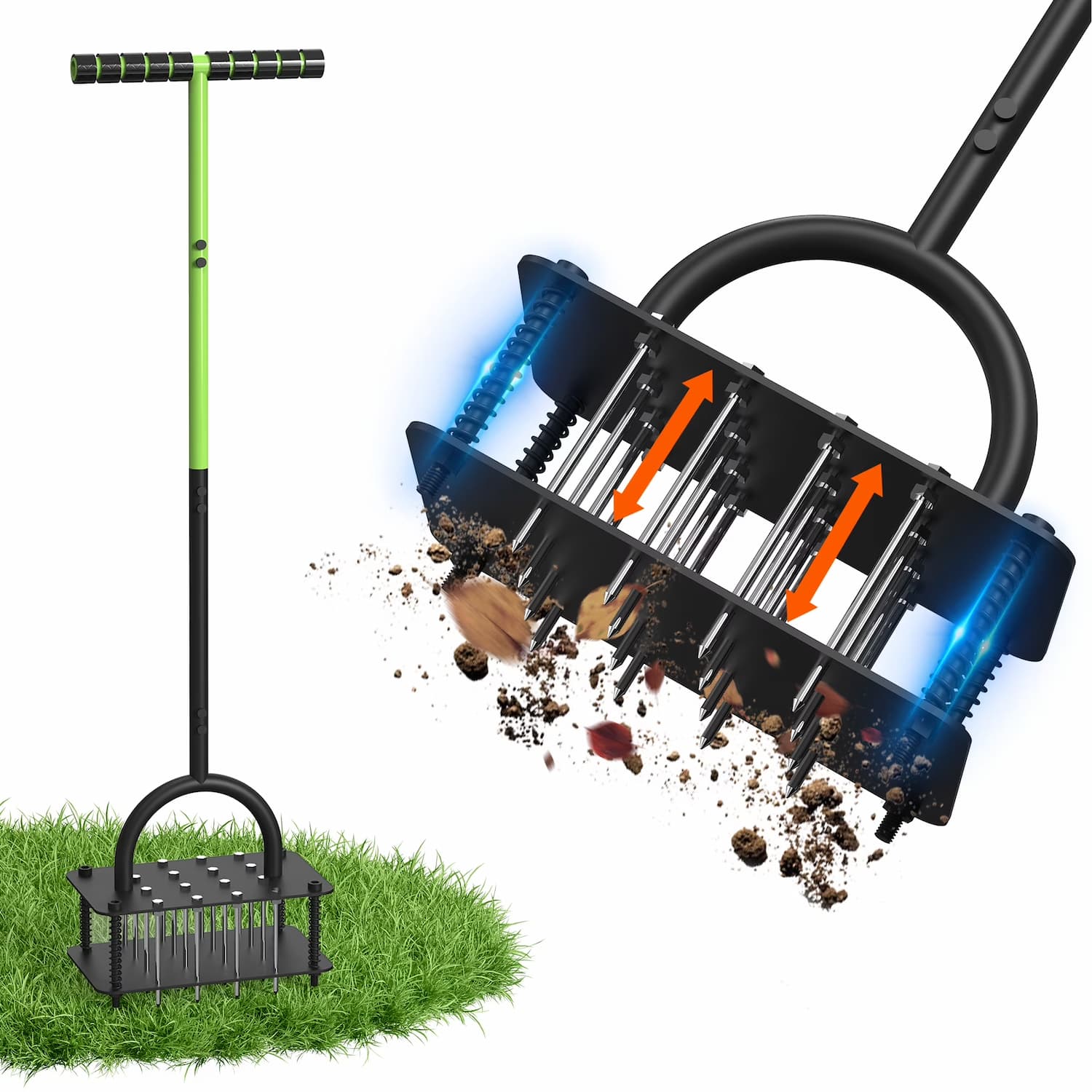 Self-Cleaning Lawn Aerator – Adjustable Height Tool