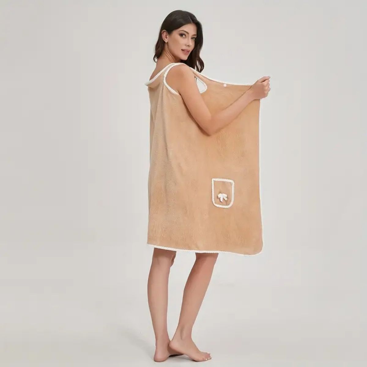 Strap-Style Towel Dress in Coral Fleece