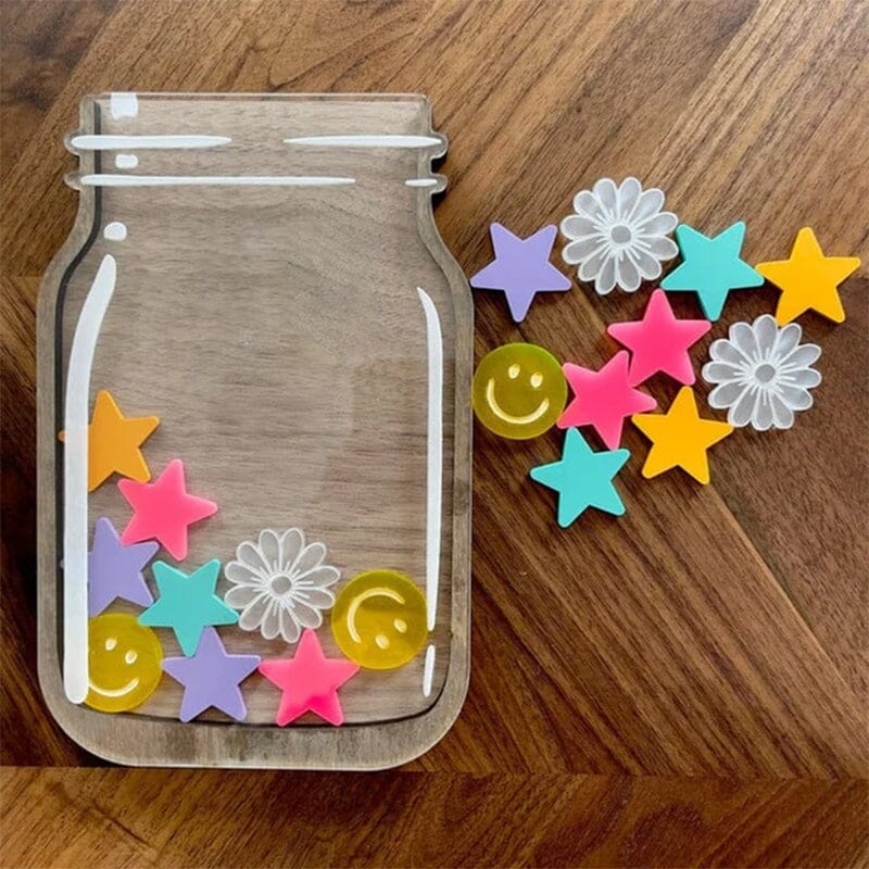 Wooden Reward Jar with Colorful Stars for Kids' Motivation