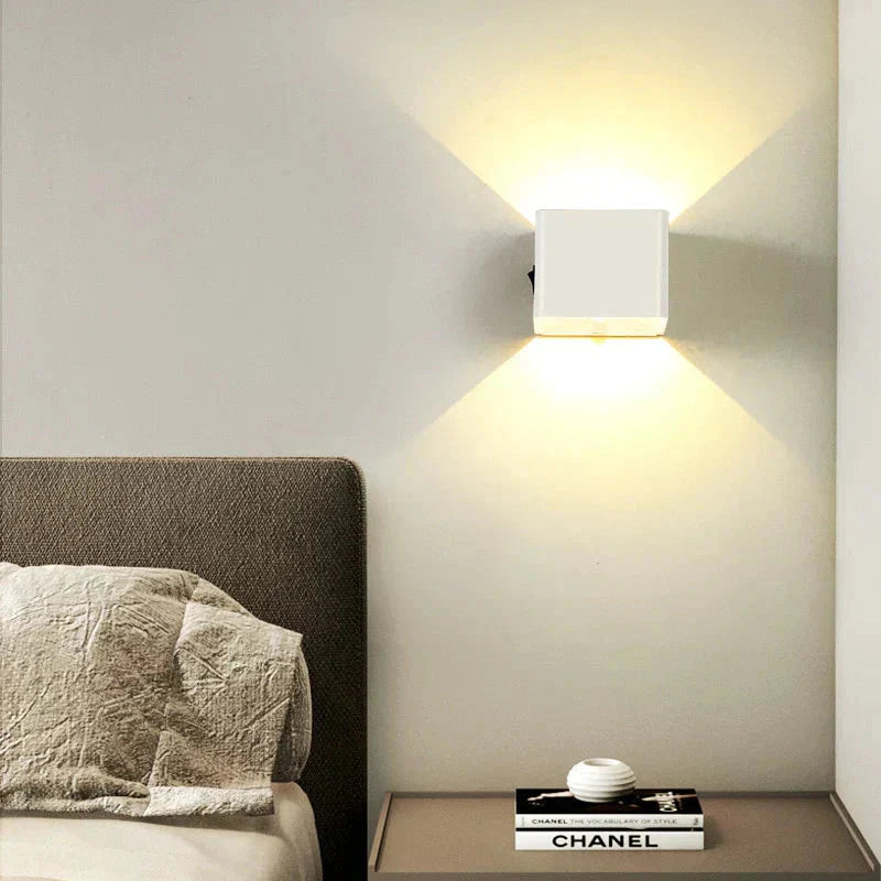 Wireless Cube LED Wall Light – Dimmable, USB Rechargeable (Pack of 2)