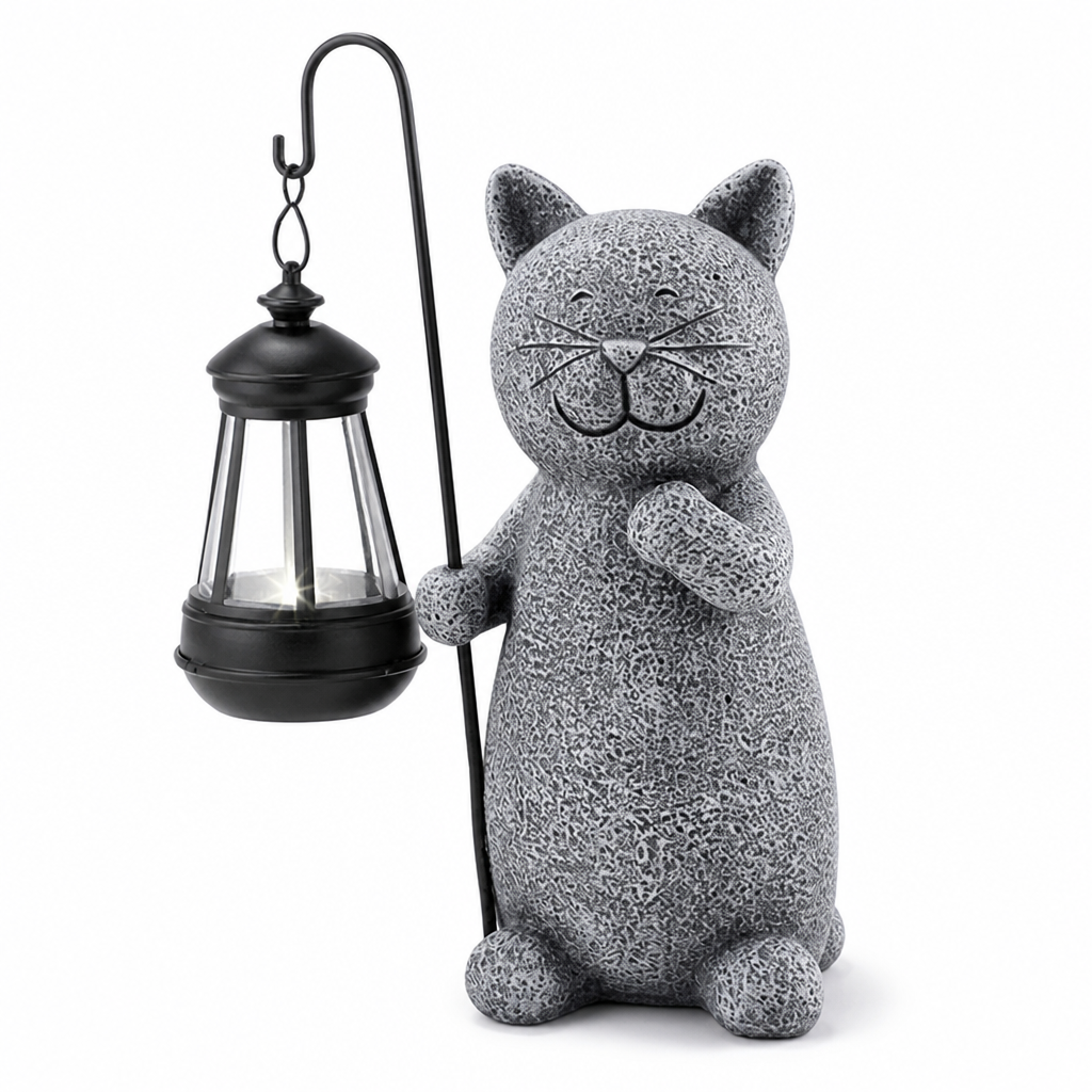 Solar-Powered Weatherproof Cat Figurine Garden Light