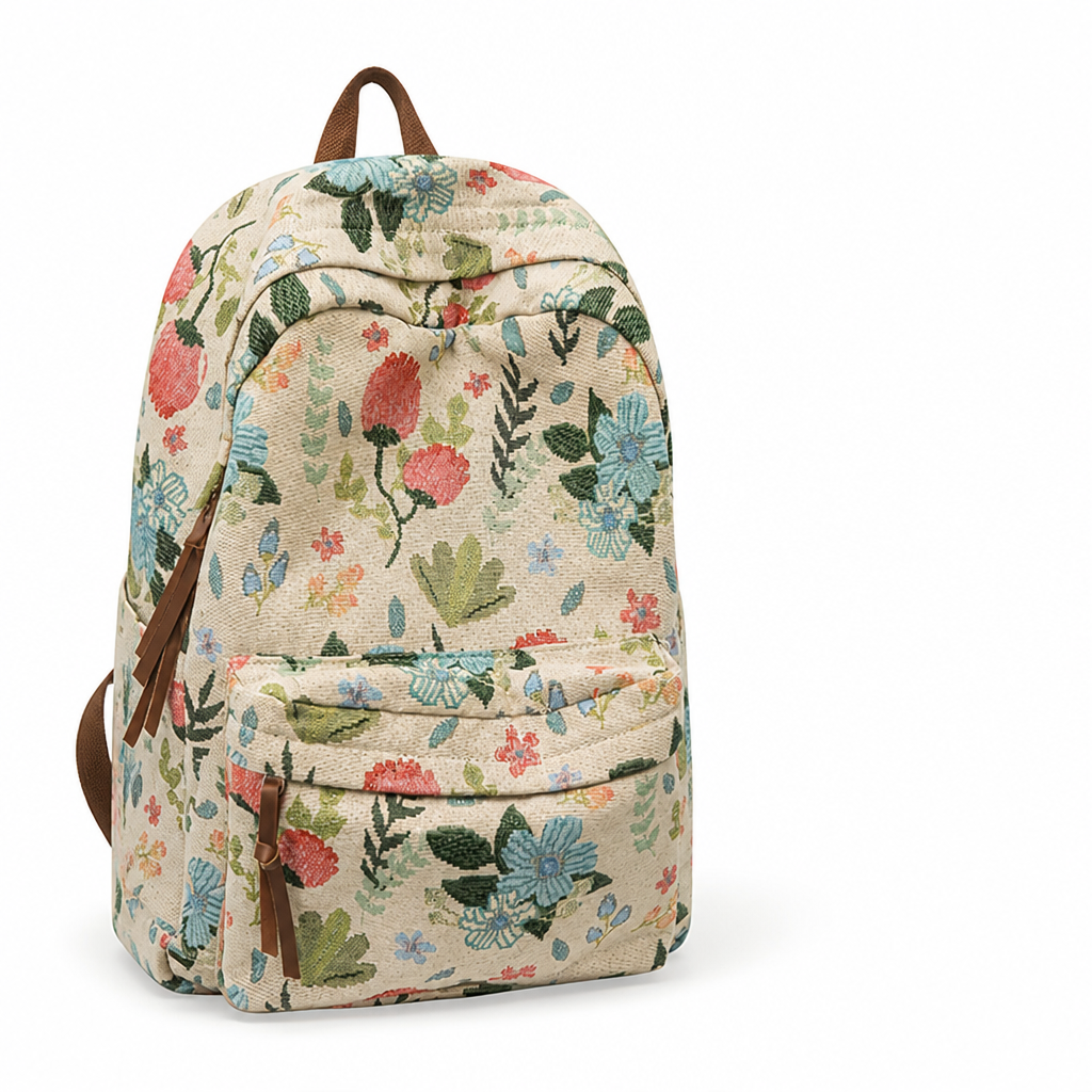 Vintage Floral Large-Capacity Backpack (School & Travel)