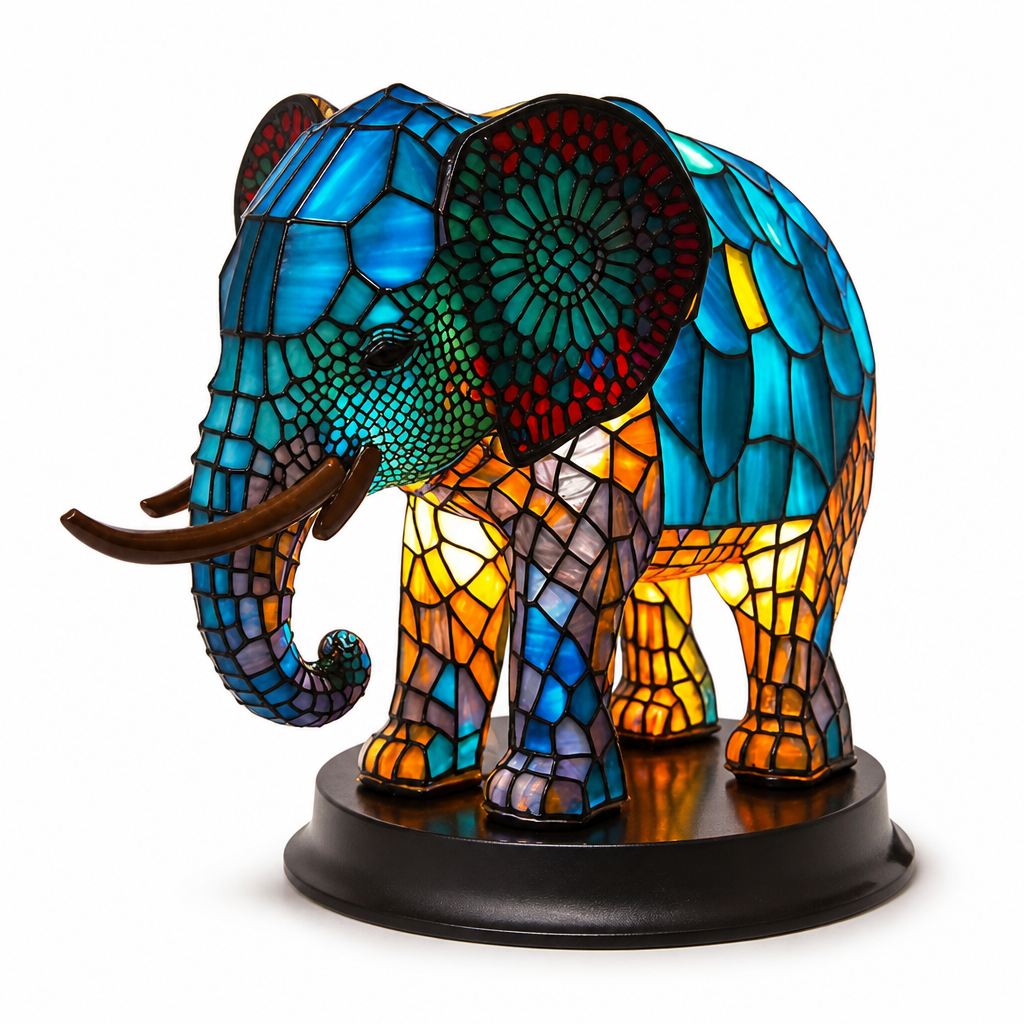 Colorful Stained Glass Animal-Print Table Lamp (20 Styles)