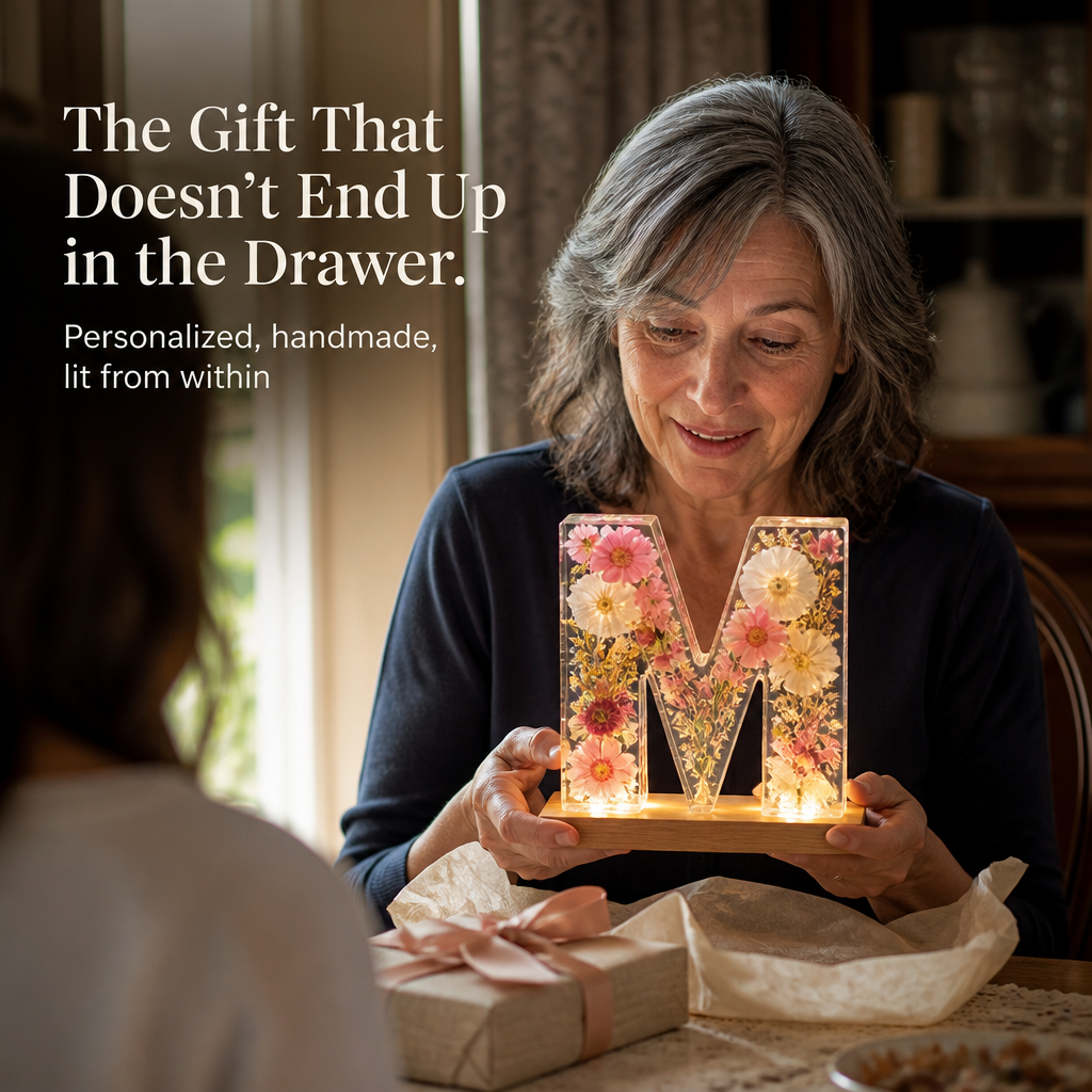 LumiFleur™ — Encapsulate Genuine Dried Blooms Within a Radiant Letter Crafted Just for Them