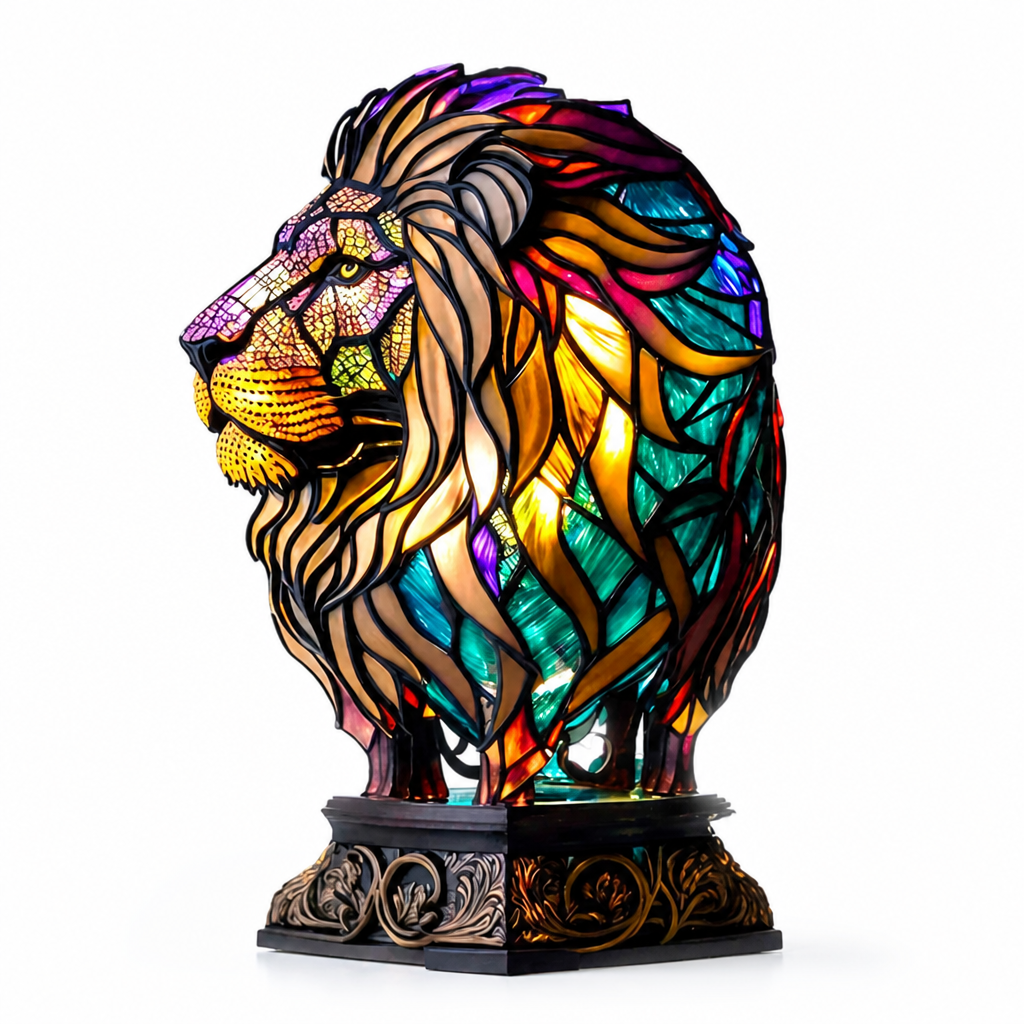 Colorful Stained Glass Animal-Print Table Lamp (20 Styles)