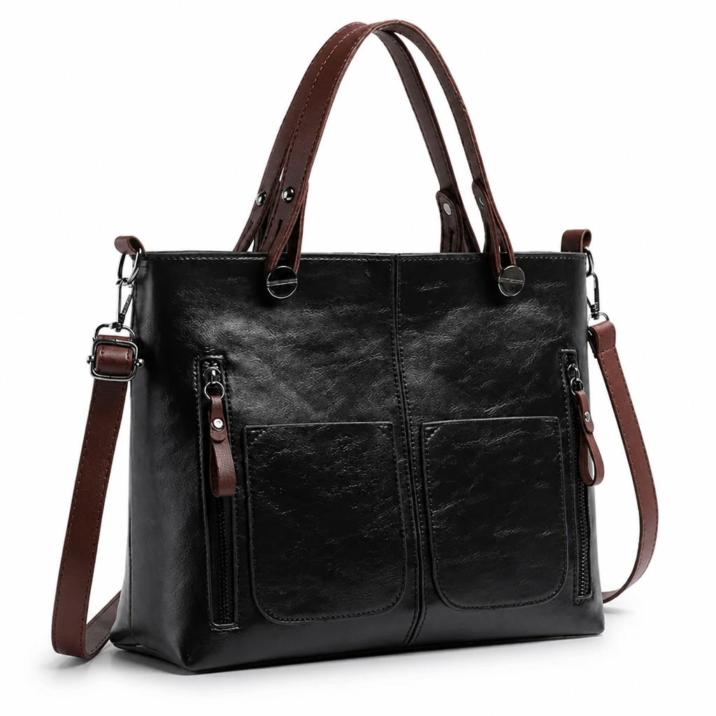 Genuine Leather Minimalist Shoulder Bag (Multiple Compartments)