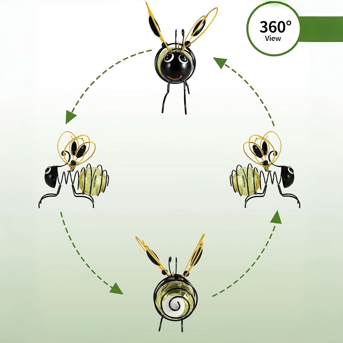 Solar-Powered Garden Light in Bee Design for Hanging Display