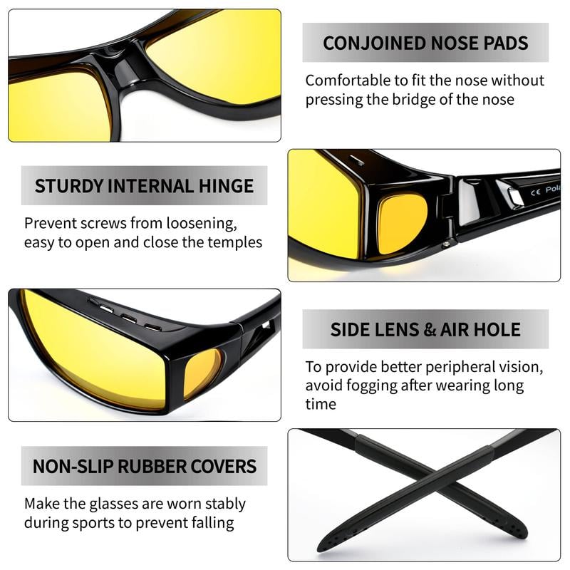 Glare-Reducing Night Vision Glasses with Polarized Yellow Lenses