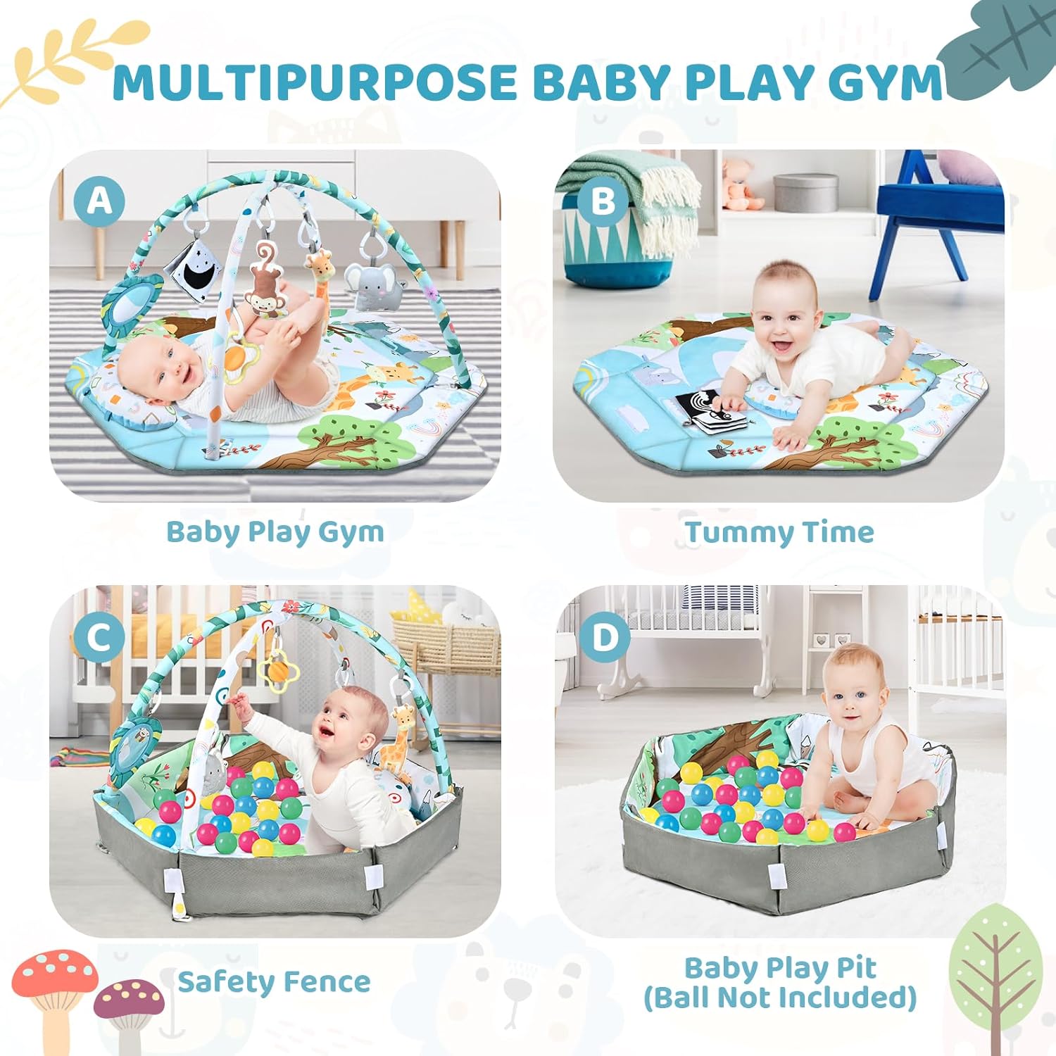 Versatile 8-in-1 Baby Activity Mat & Ball Pit with Sensory Toys