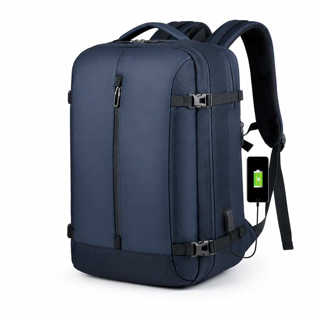 Expandable Water-Resistant USB Charging Travel Backpack (40L)