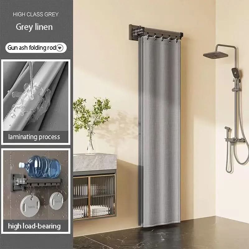Foldable Shower Curtain Rod Divider Set