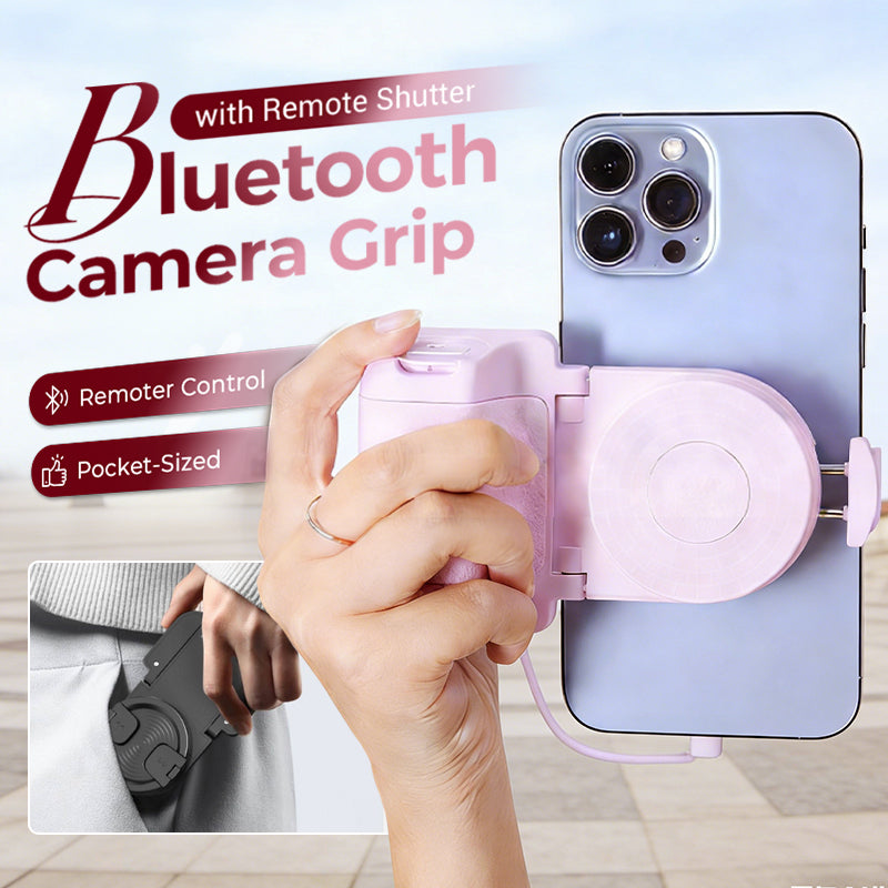 Bluetooth Camera Shutter with Smartphone Grip and 180° Stand Base