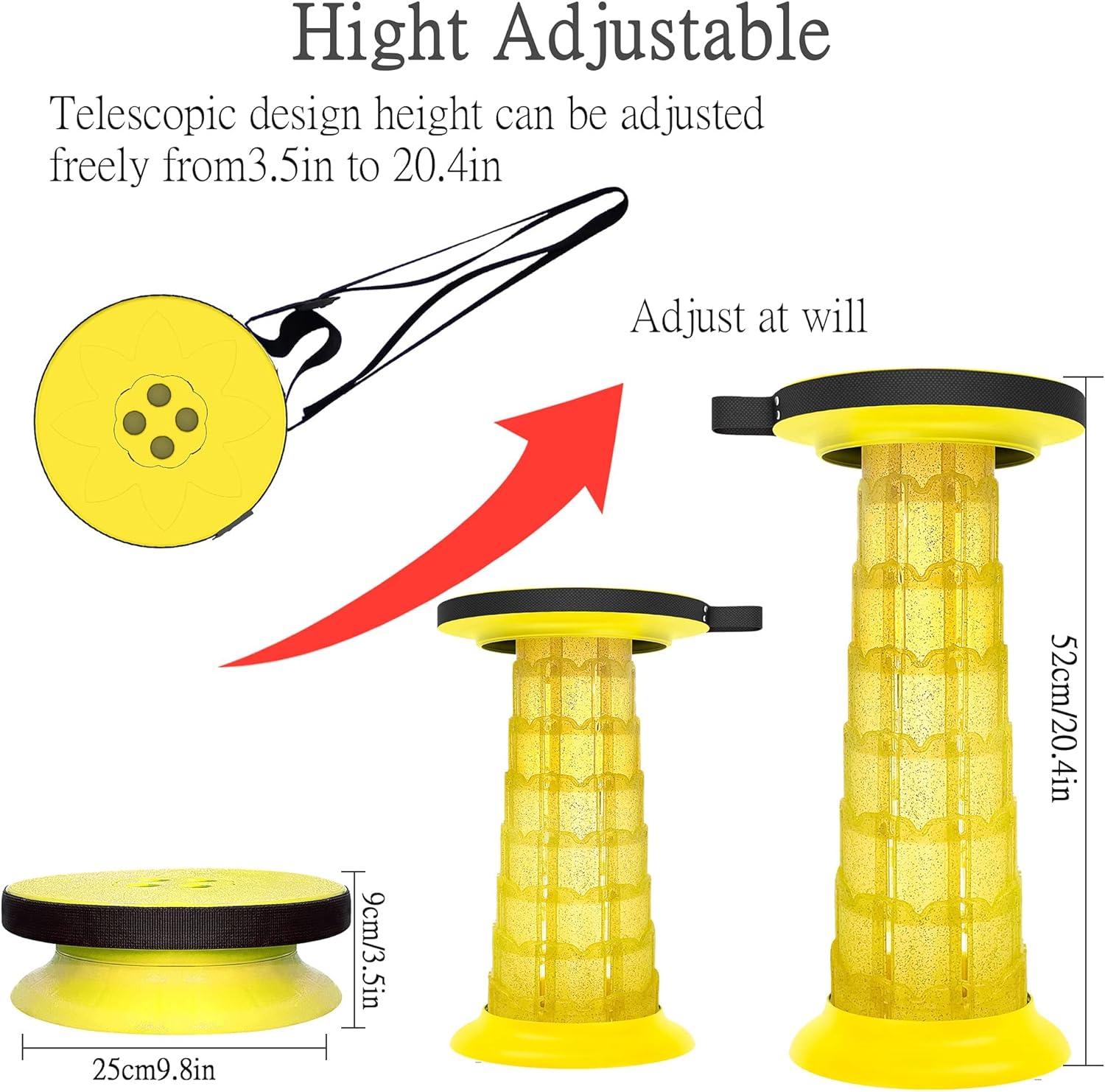 Folding Stool with Height Adjustment – Portable & Supports 200 kg