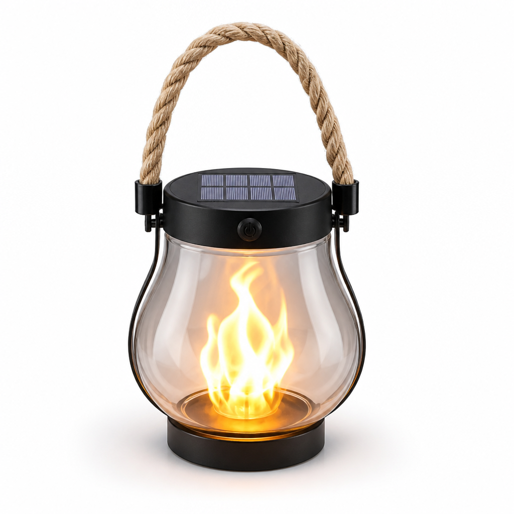 Weatherproof Solar Flickering Flame Garden Lantern (USB-C Backup)
