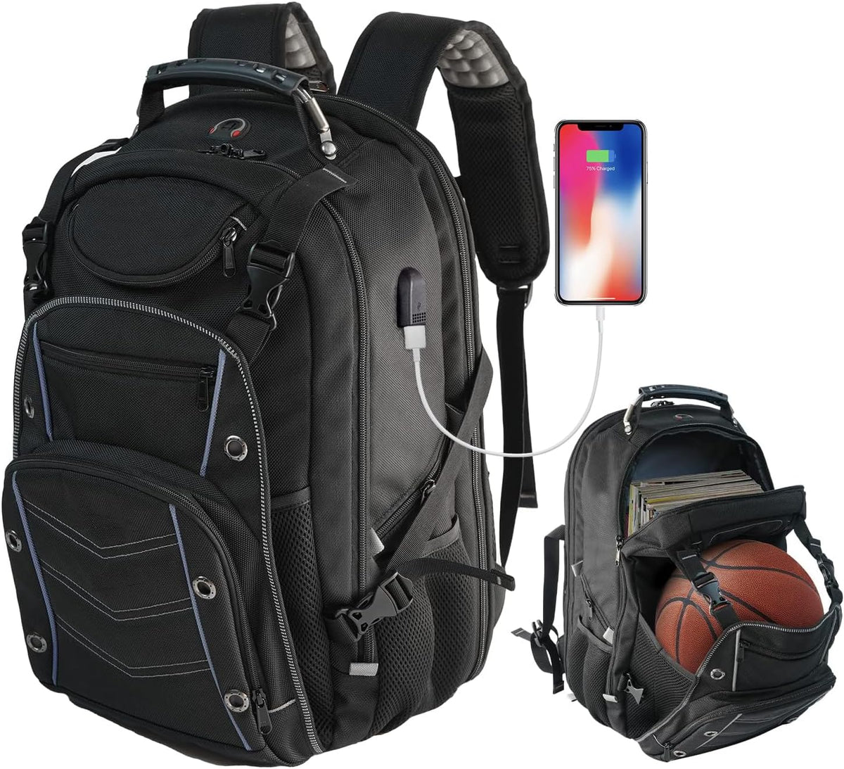 Anti-Theft USB Laptop Backpack for Travel - Extra-Large 55L Carry-On