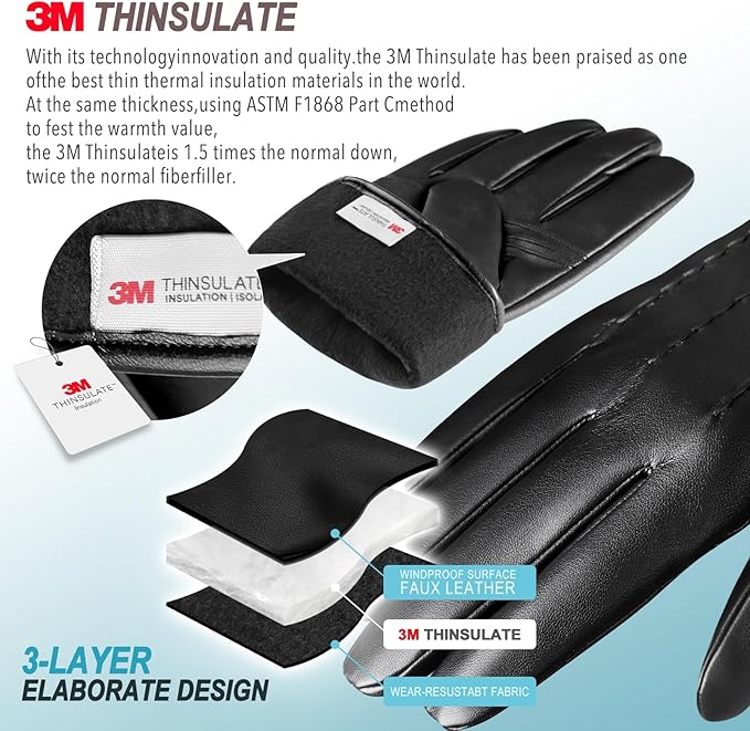 Touchscreen Gloves in Leather with Cashmere Interior Lining
