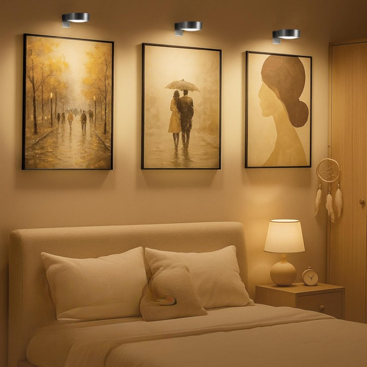 Remote-Controlled Wireless LED Wall Light – Magnetic, No Drill, Gold/Black