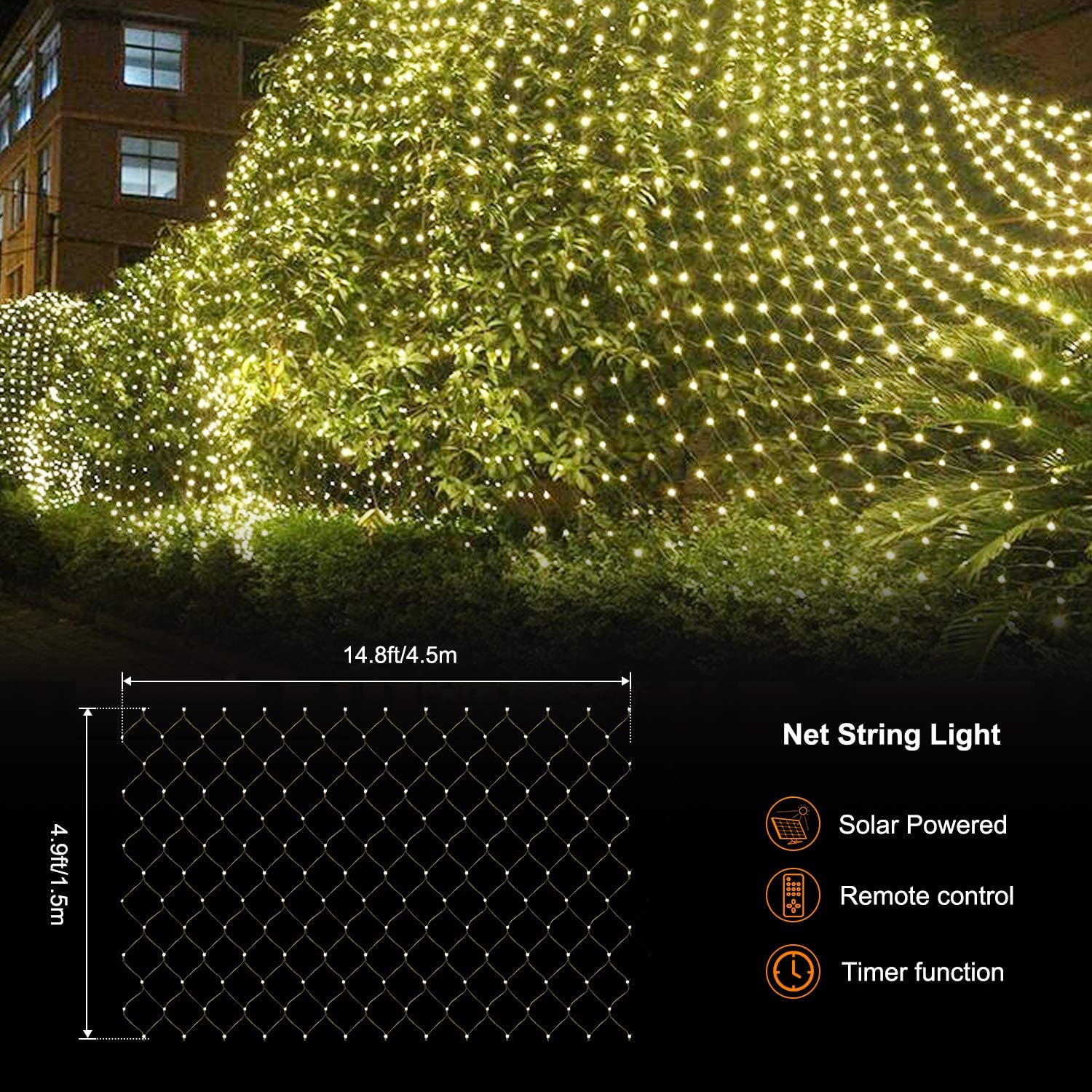LED Solar Lattice Light with Net Design for Outdoor Garden and Patio