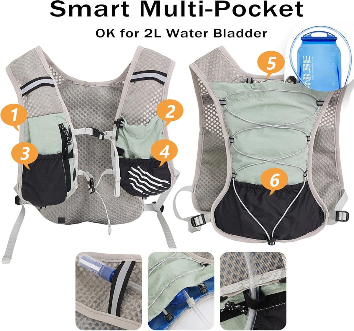 Water Backpack for Hiking and Running - 2L Hydration Vest