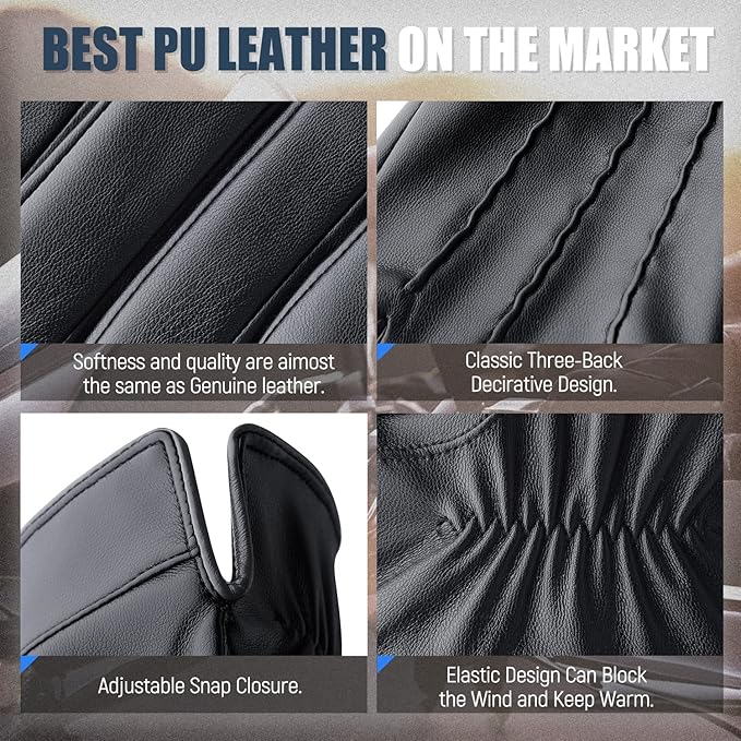 Touchscreen Gloves in Leather with Cashmere Interior Lining