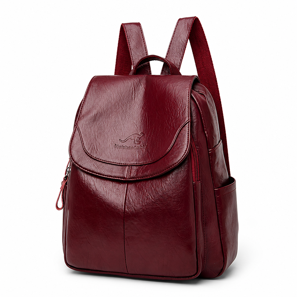 Anti-Theft Genuine Embossed Leather Backpack