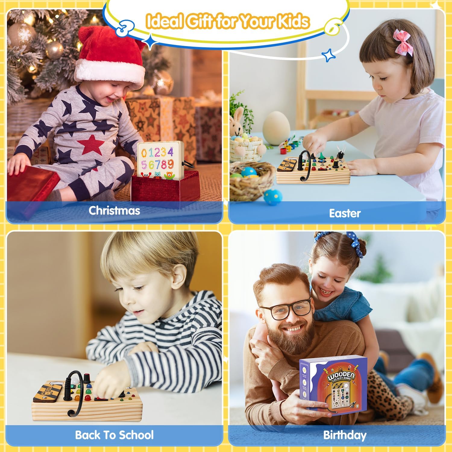 Interactive Learning Pinboard with 27 LED Lights for Kids