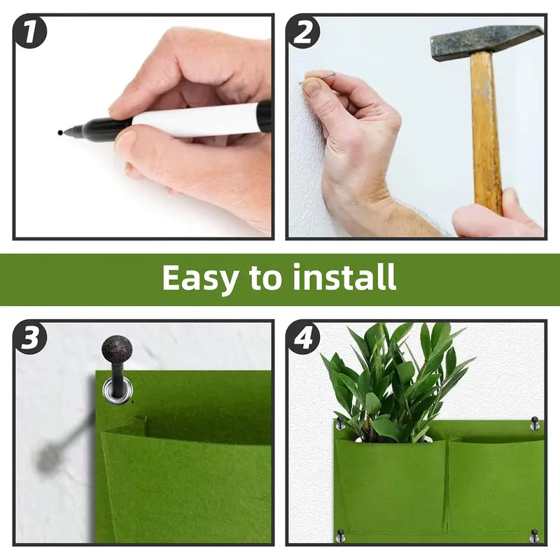 Wall-Mounted Vertical Plant Bag with 18 Pockets Made of Felt