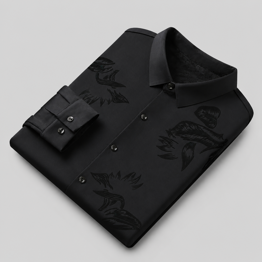 VulcanTherm™ – Brushstroke-Patterned Slim-Fit Fleece-Lined Shirt