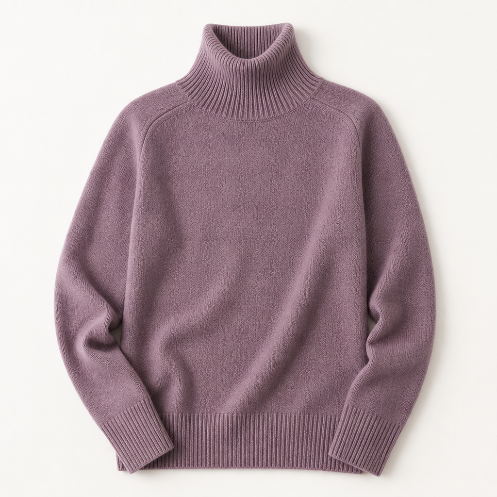 ArcticSilk™ – Comfortable Relaxed-Fit Turtleneck Sweater Featuring Ribbed Edges
